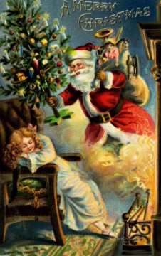 XS083 enfants Noël Père Peinture à l'huile